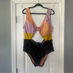 City Chic Multicolor One Piece Swimsuit With Cutouts